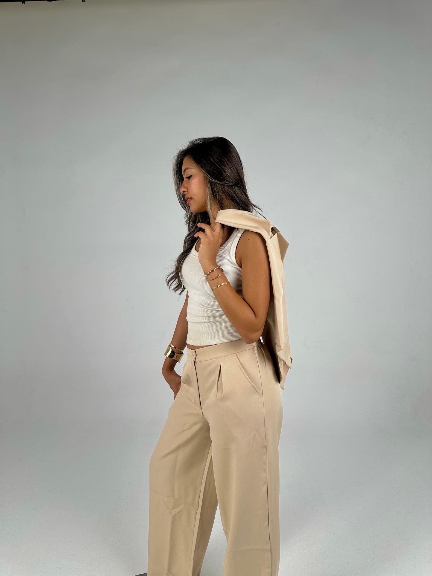 Tailored Pants in Beige