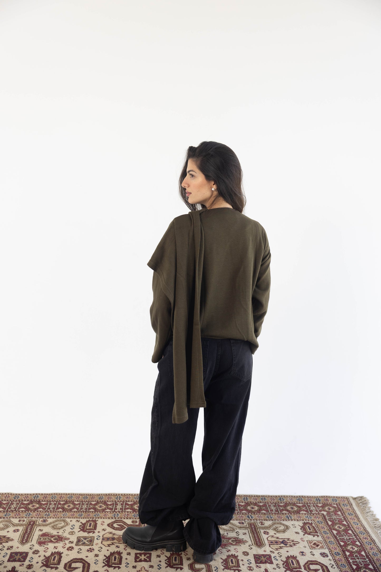 Scarf Cardigan in Olive