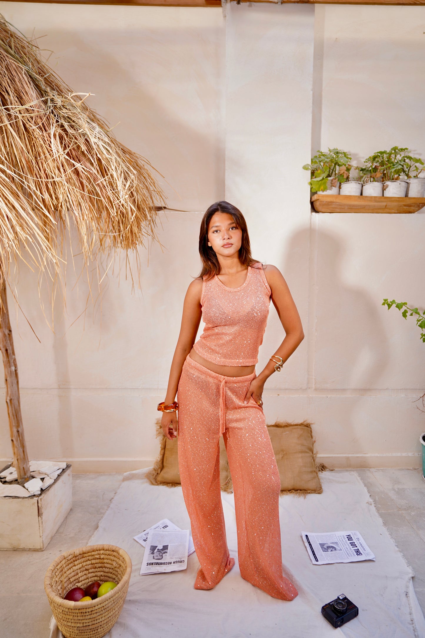 Mykonos Top in peachy pink