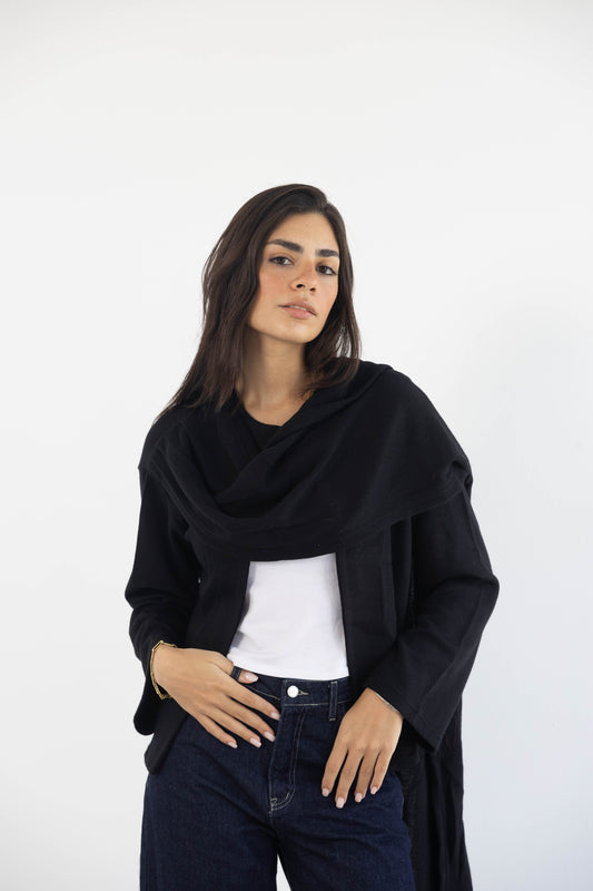 Scarf Cardigan in Black