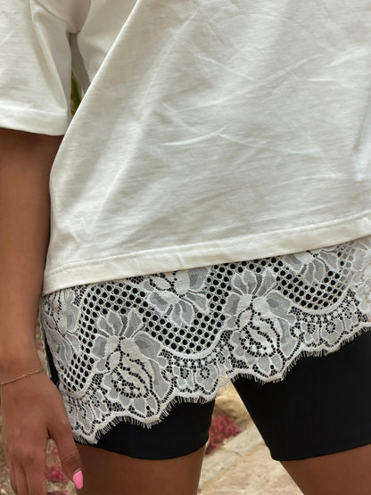 lace t shirt in white