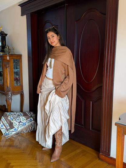 Scarf Cardigan in Cocoa Brown