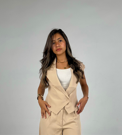 Tailored Vest in Beige