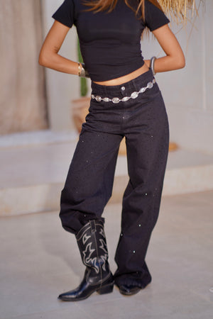 Rhinestone Jeans in black