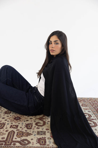 Scarf Cardigan in Black