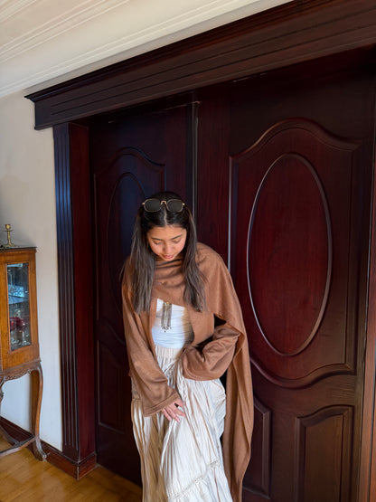 Scarf Cardigan in Cocoa Brown