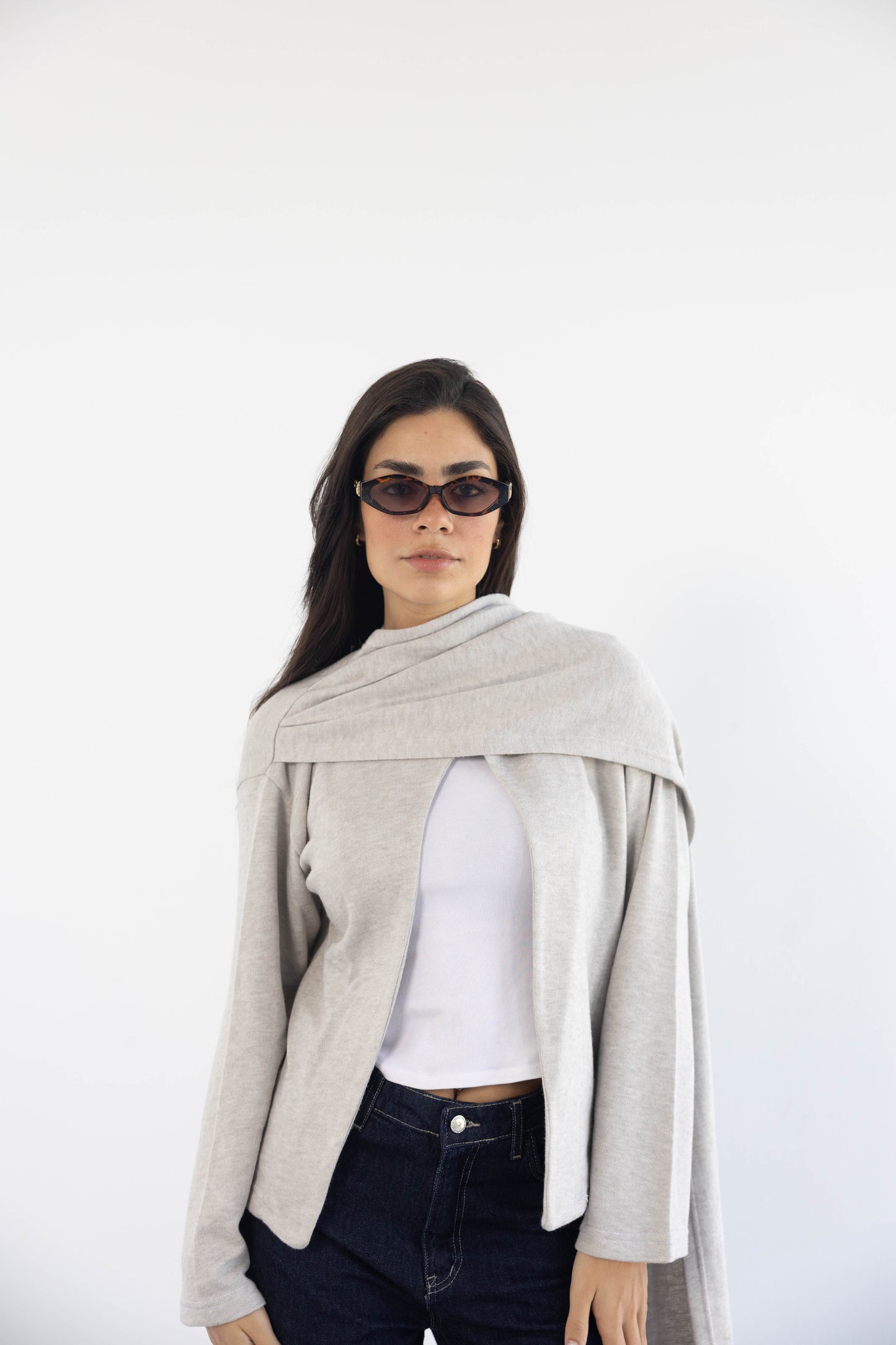 Scarf Cardigan in Greish