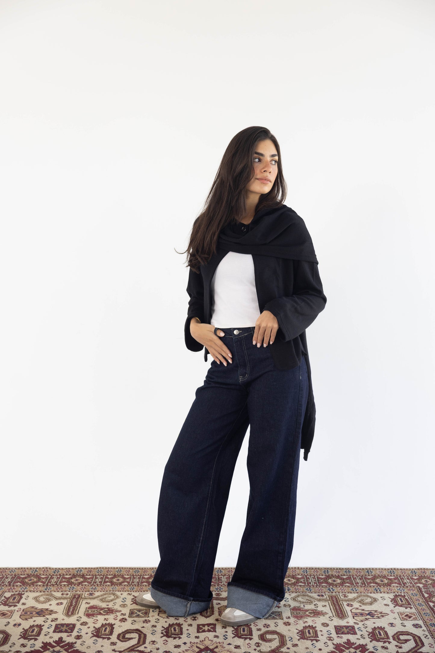 Scarf Cardigan in Black