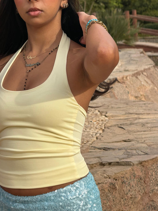 Halter Tops in butter yellow